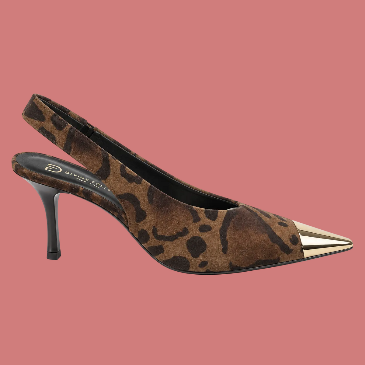 Décolleté animalier Divine Follie con punta dorata