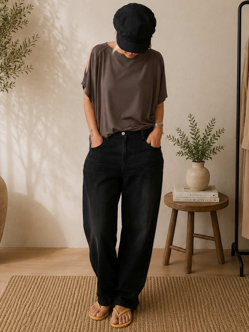 Jeans Barrel Over Nero