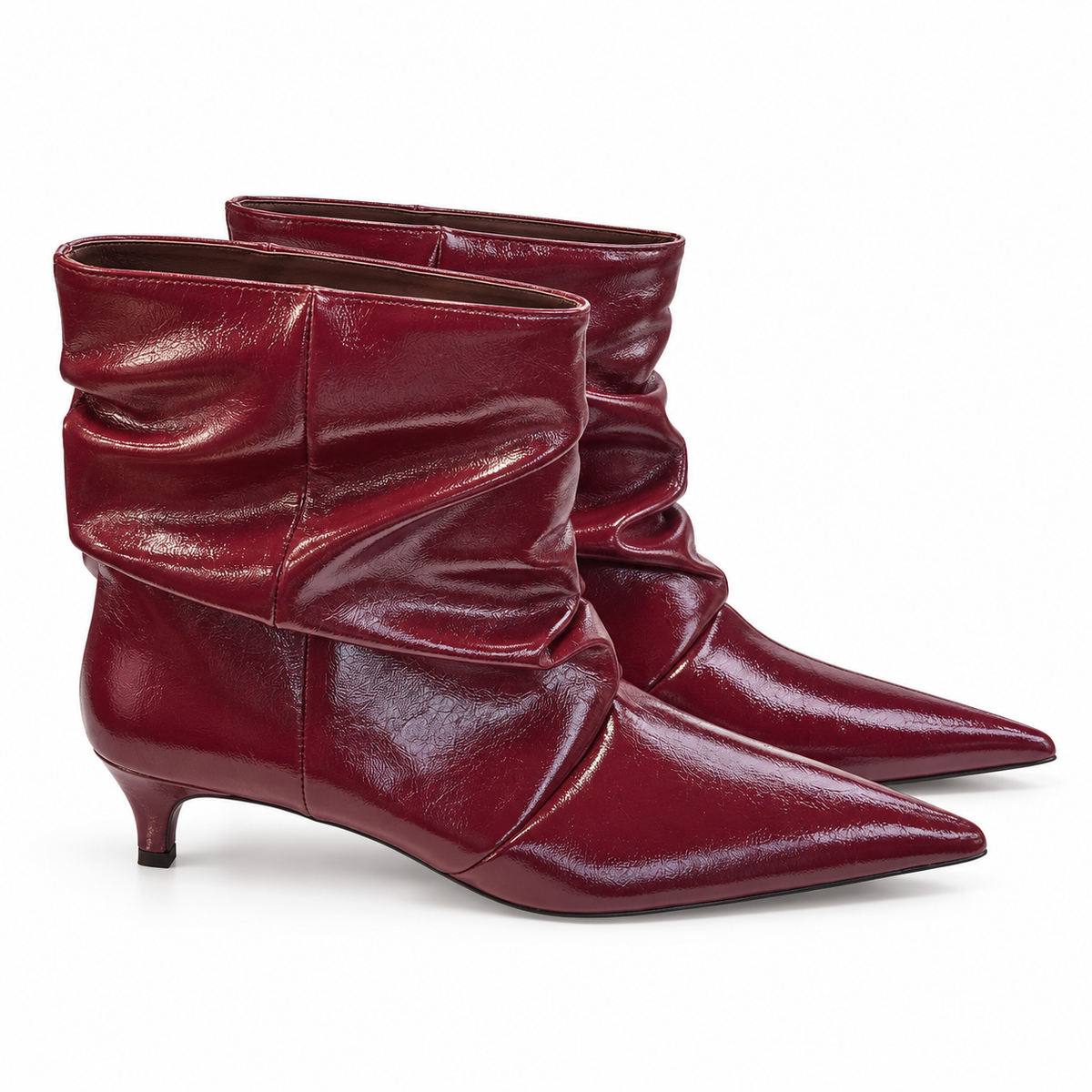 Stivaletti Divine Follie bordeaux in vernice con tacco basso