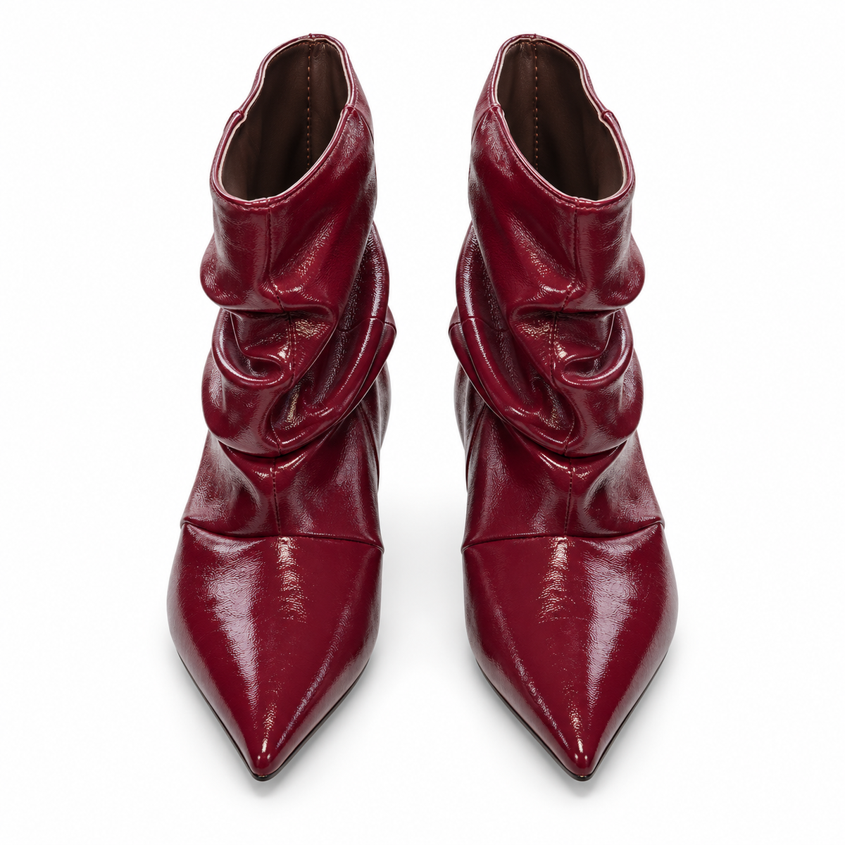 Stivaletti Divine Follie bordeaux in vernice con punta affusolata