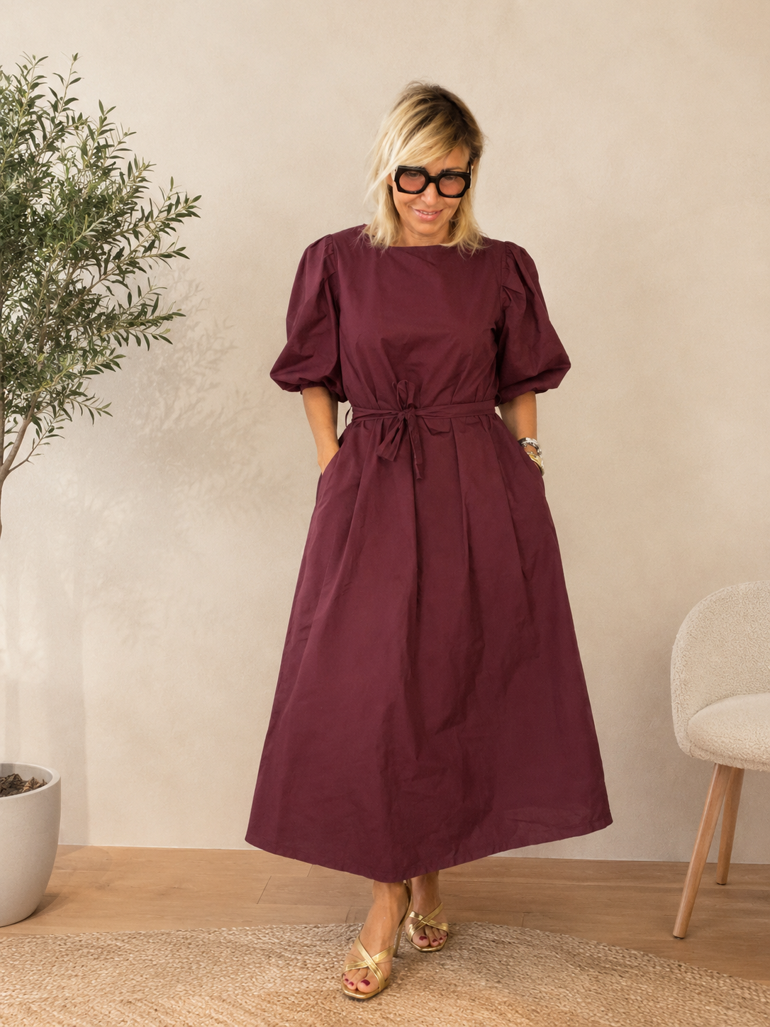 Abito Cotone Maniche Palloncino