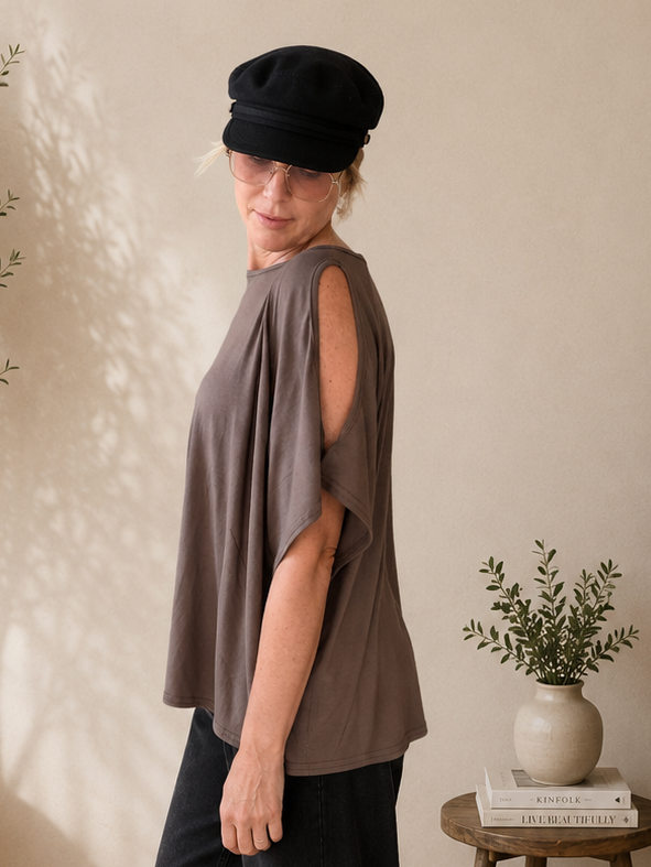 Maglia Cut Out Spalla Moro