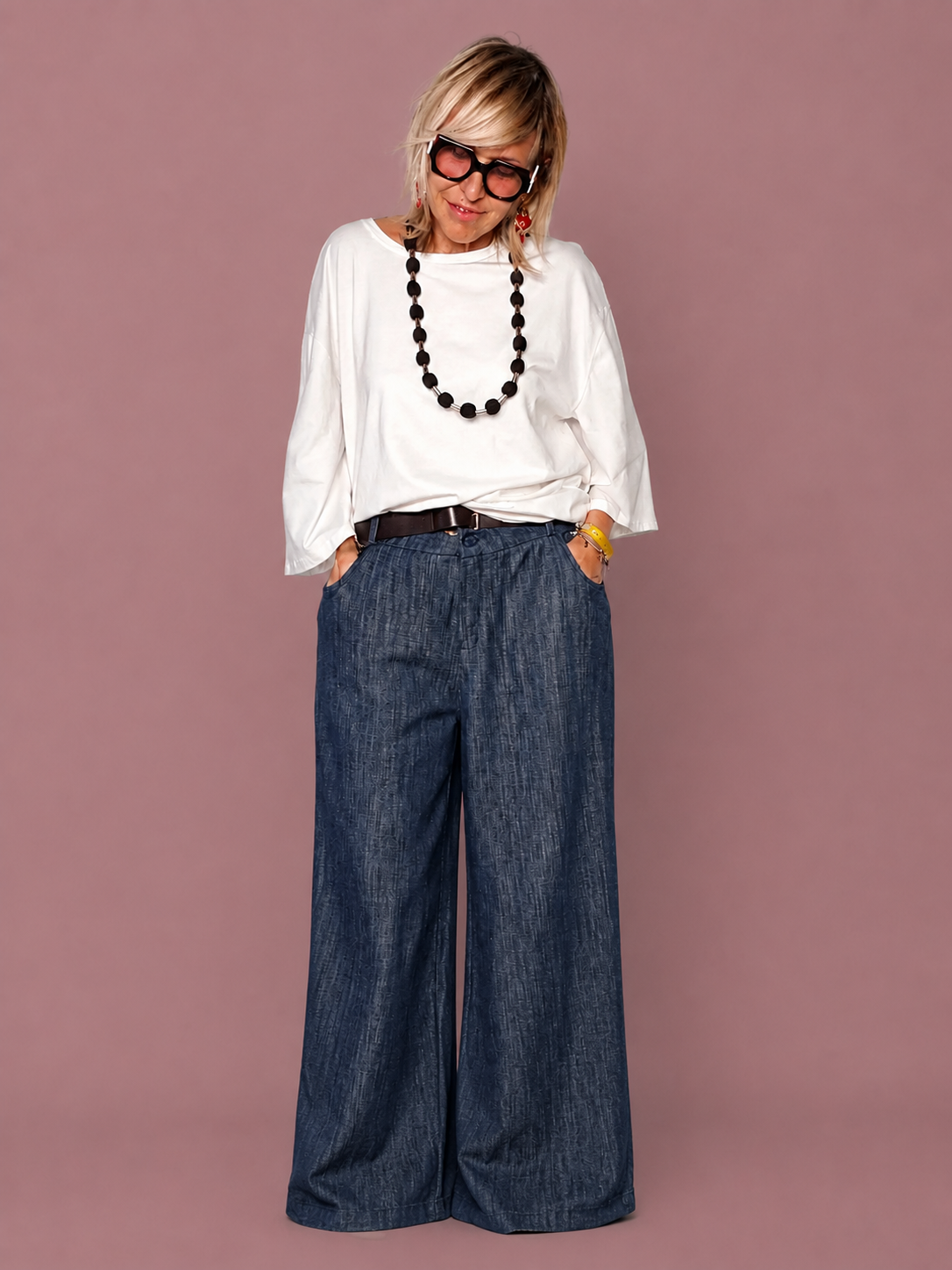 Pantalone Palazzo Maxi in Denim leggero – Extra Wide Leg con Pince