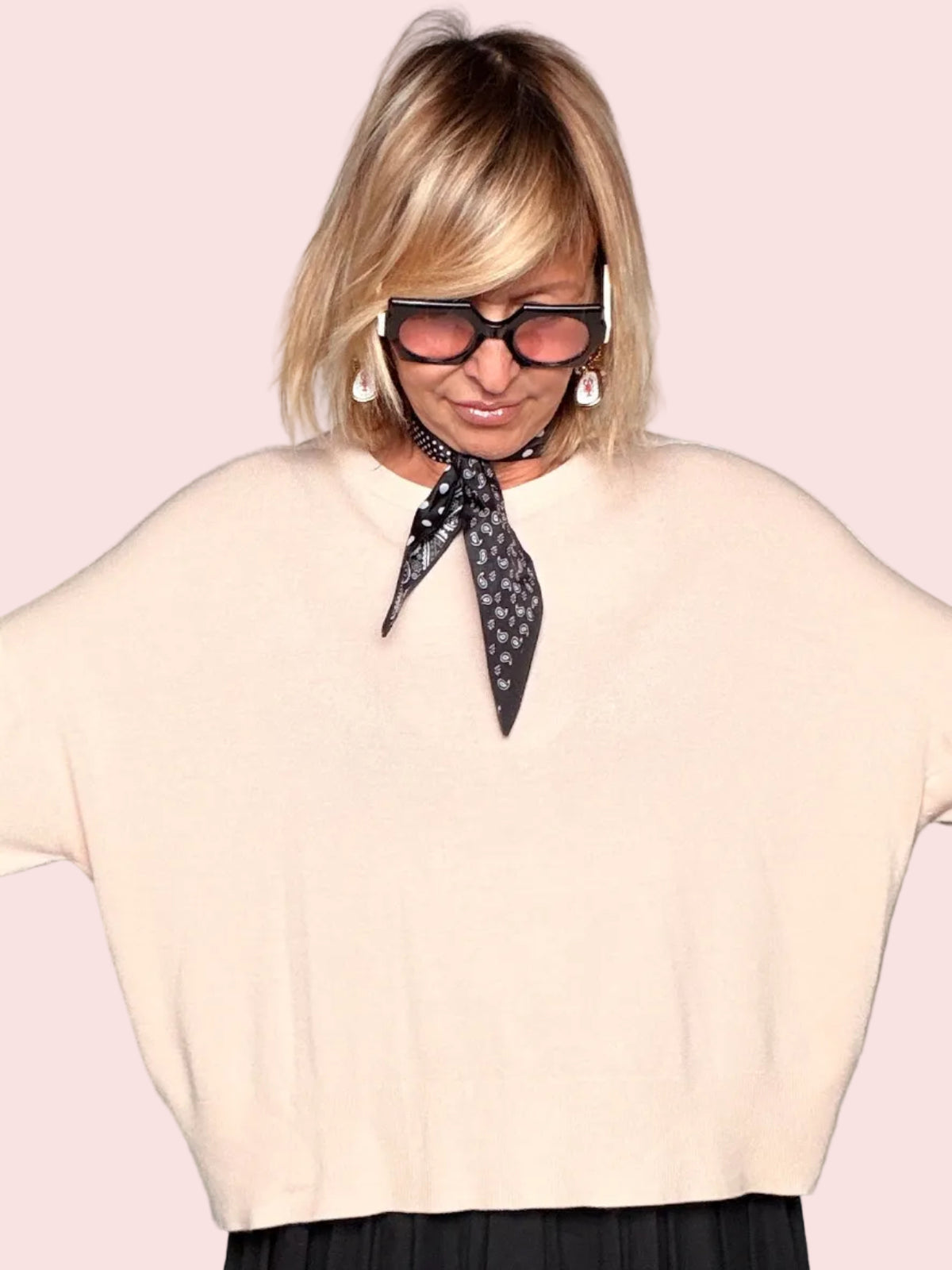 Maglia Filo Oversize con Foulard