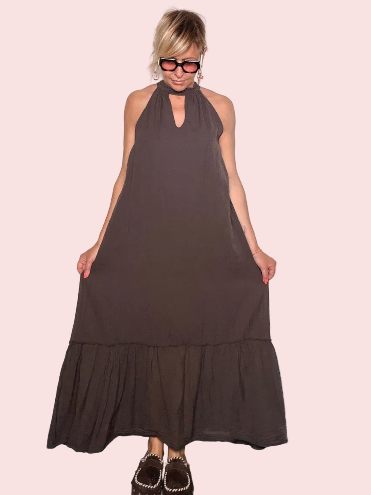Maxi Dress Halter Neck con Volant (Copia)