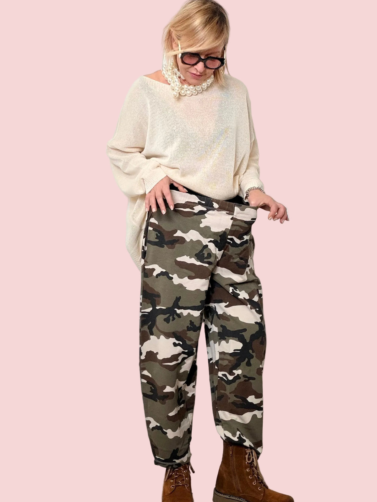 Pantalone in felpa mimetico