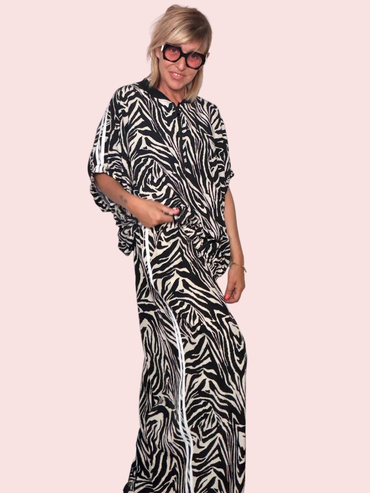 Completo Zebrato Oversize Top e Pantalone — Viscosa