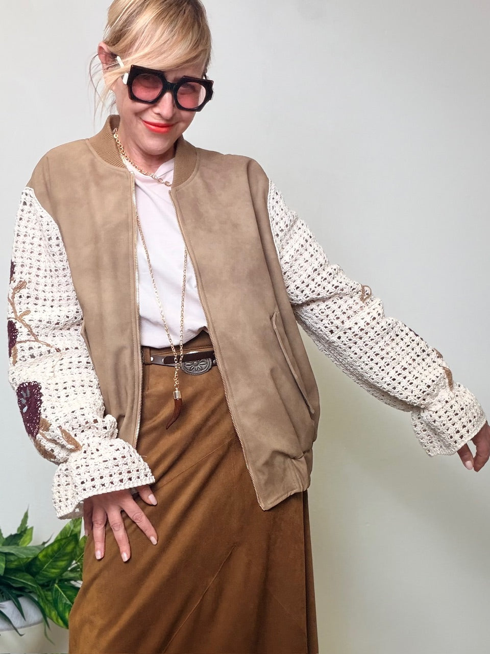 Bomber oversize beige in dainetto