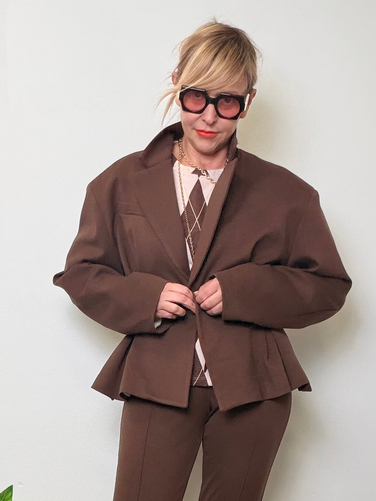 Blazer oversize marrone cioccolato