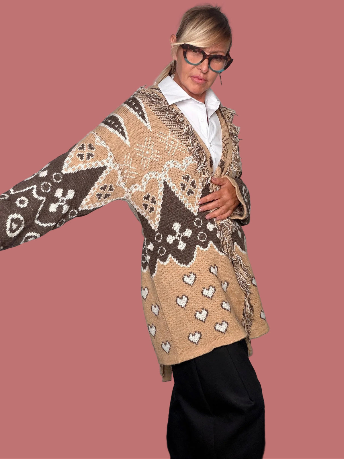 Cardigan patchwork con frange Female