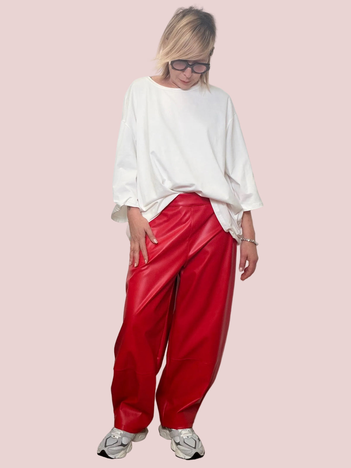 Pantalone ovetto in ecopelle
