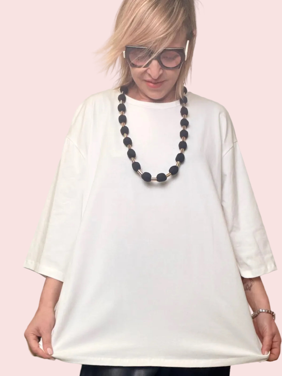 Maxi t-shirt oversize bianca con girocollo (Copia 2)