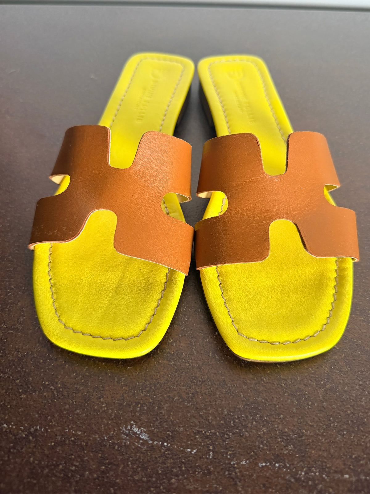 Ciabatte Flat Fascia H — Arancio / Cuoio