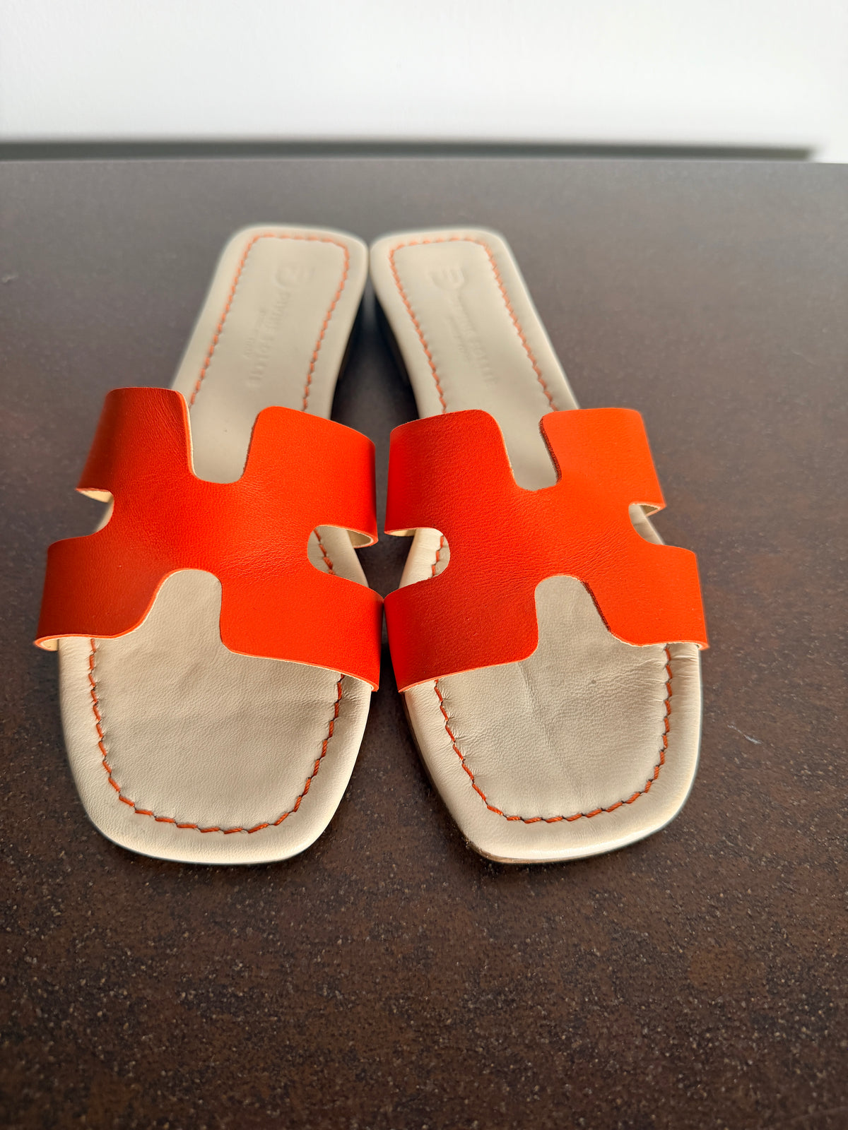 Ciabatte Flat Fascia H — Arancio / Cuoio