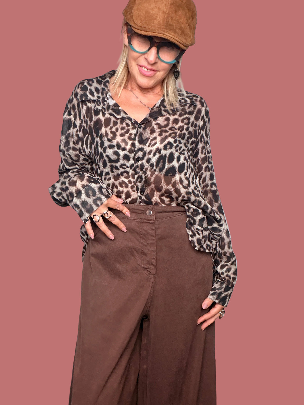 Pantalone palazzo color moro Susy Star, vista intera