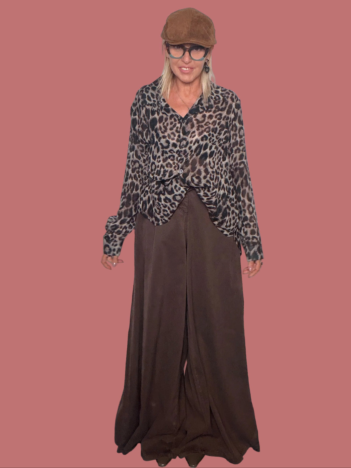 Pantalone palazzo color moro Susy Star, dettaglio vita