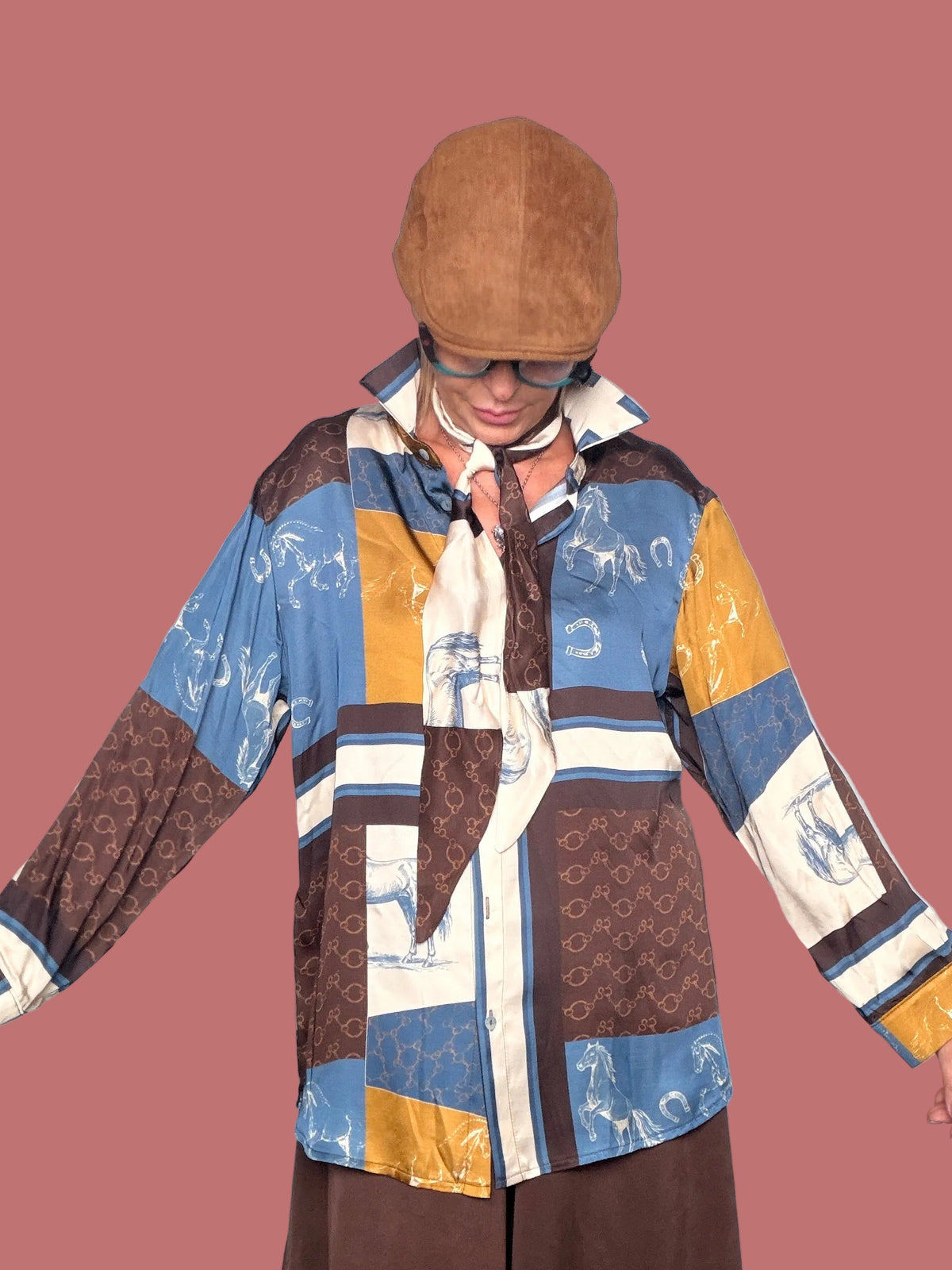 Camicia patchwork stampa equestre Susy Star