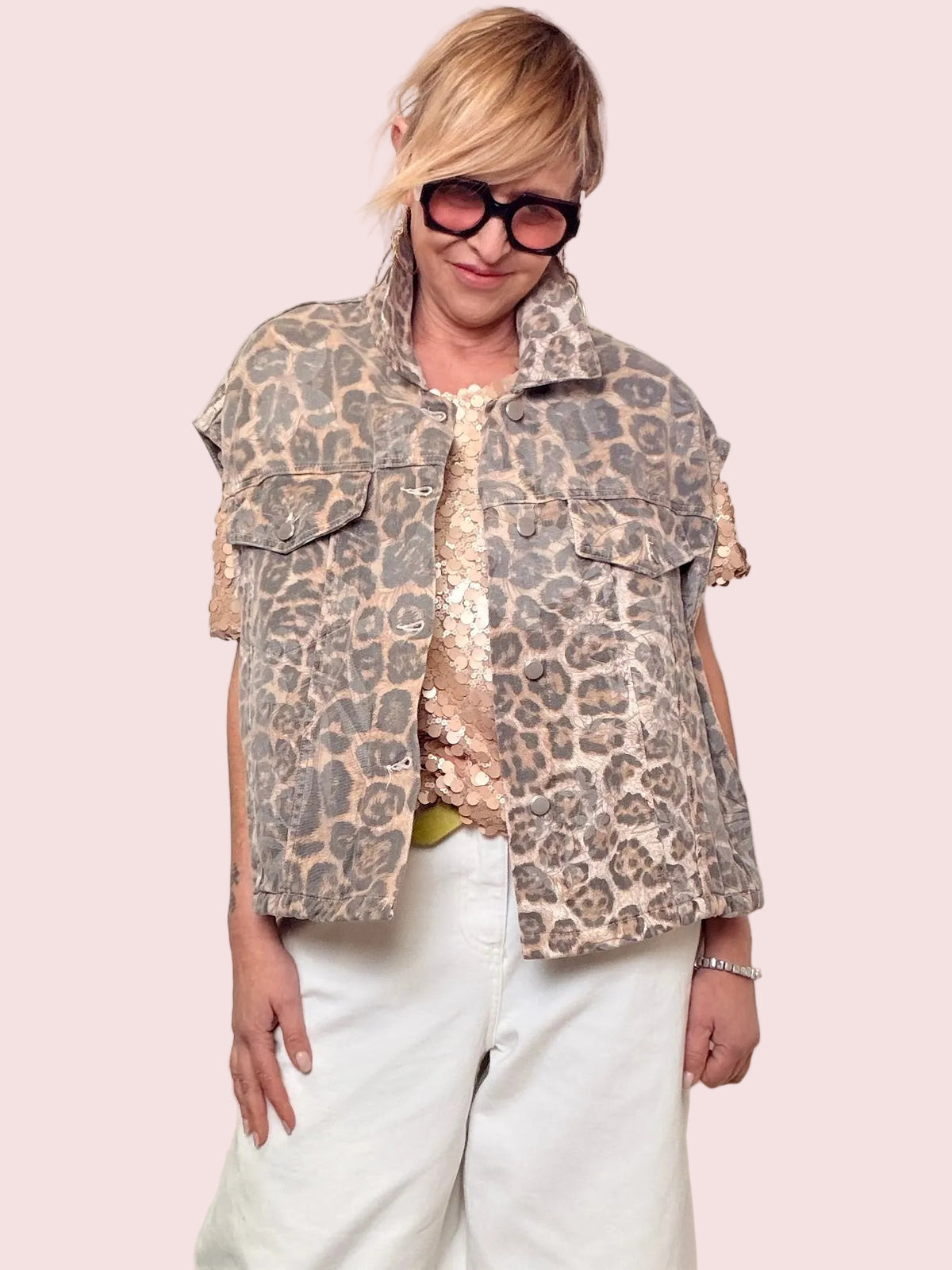 Gilet oversize stampa animalier