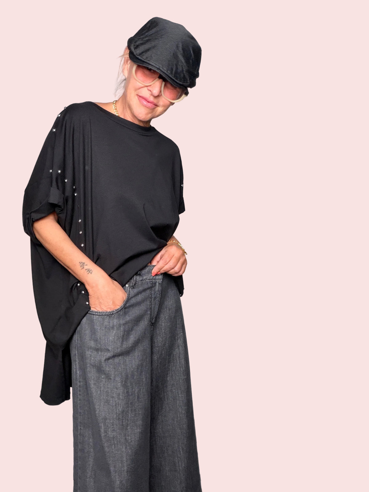 Pantagonna Denim Leggero Wide Leg — Grigio