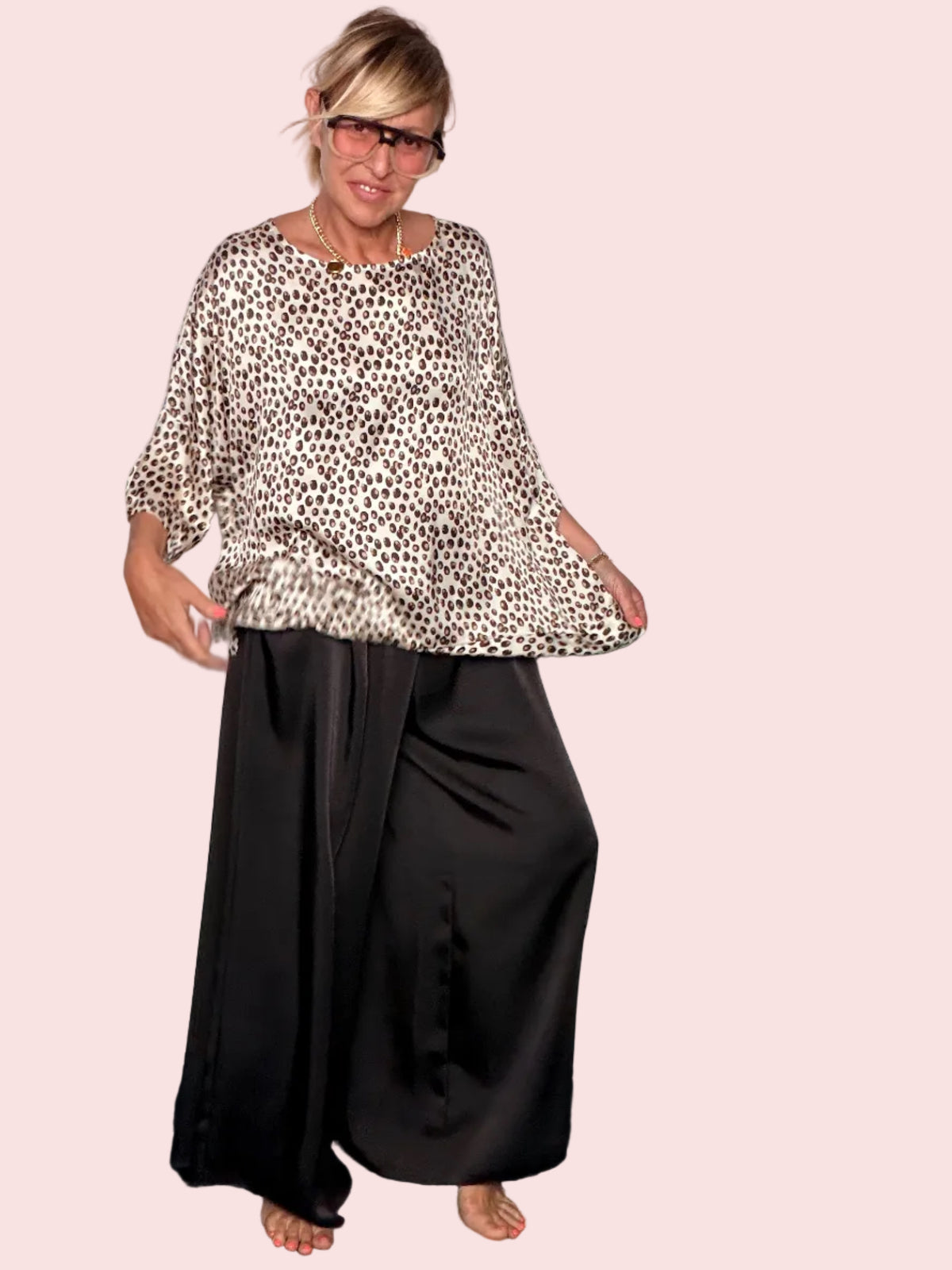 Completo Animalier — Top + Pantalone Wide Leg