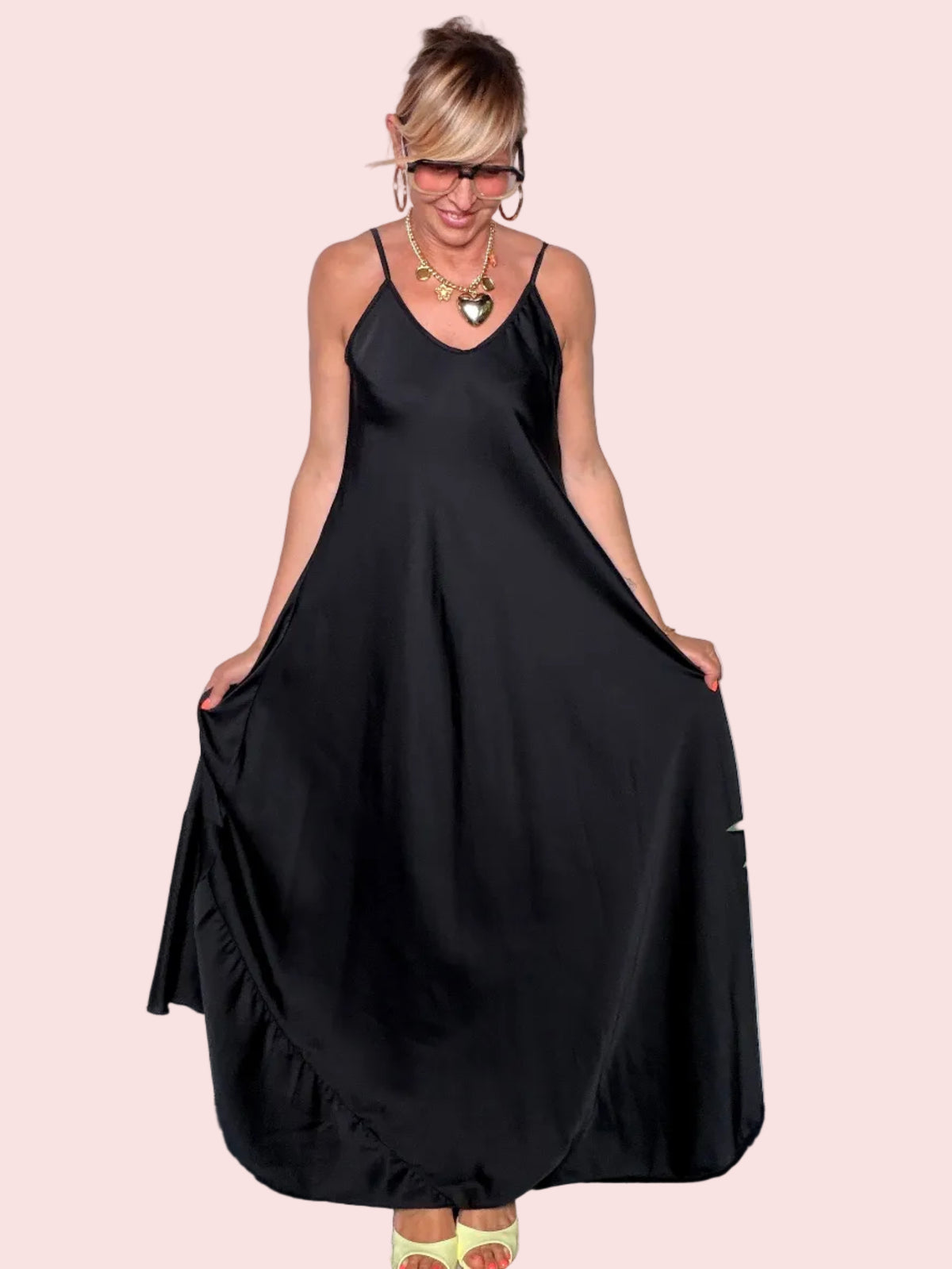 Abito Lungo in Raso Slip Dress