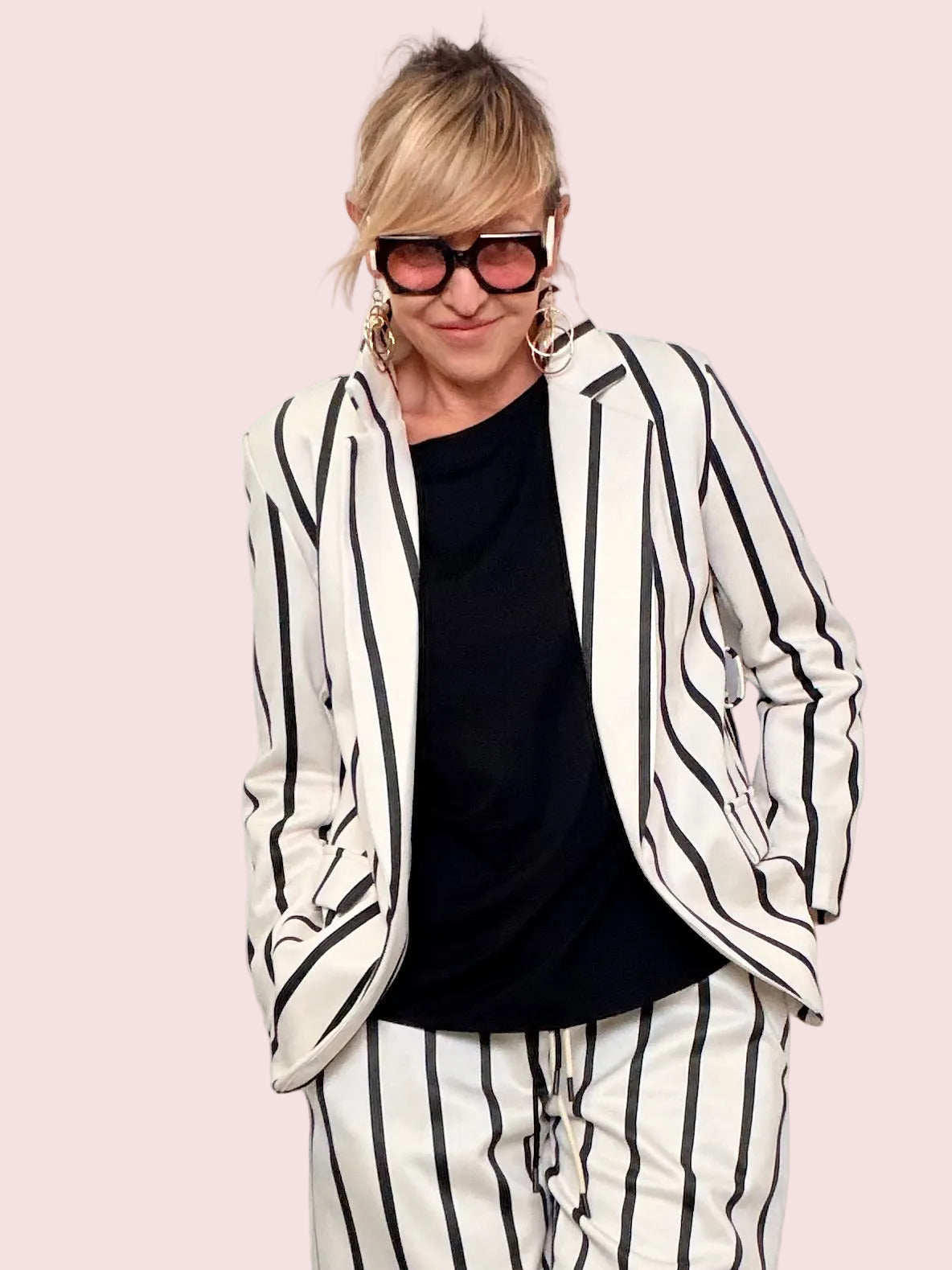 Giacca Blazer a Righe Verticali