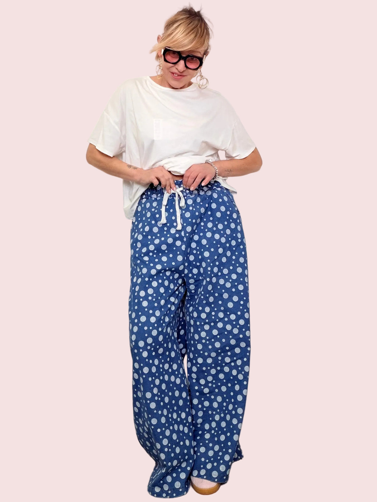 Jeans Wide Leg a Pois