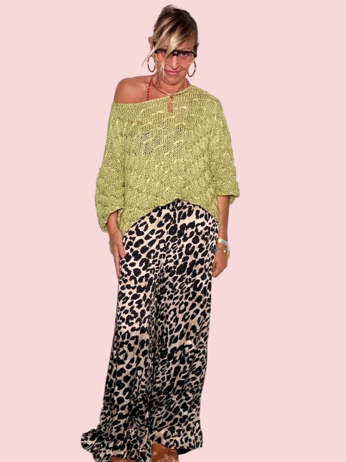 Pantalone Palazzo Leopardato — Fantasia Animalier