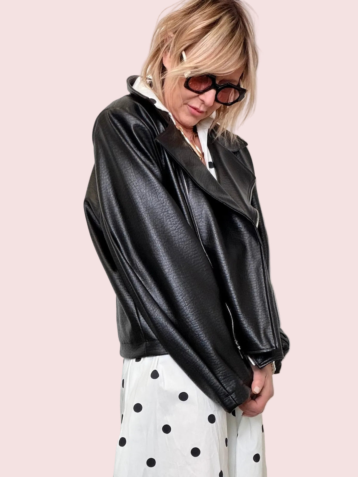 Chiodo Oversize in Ecopelle Nera