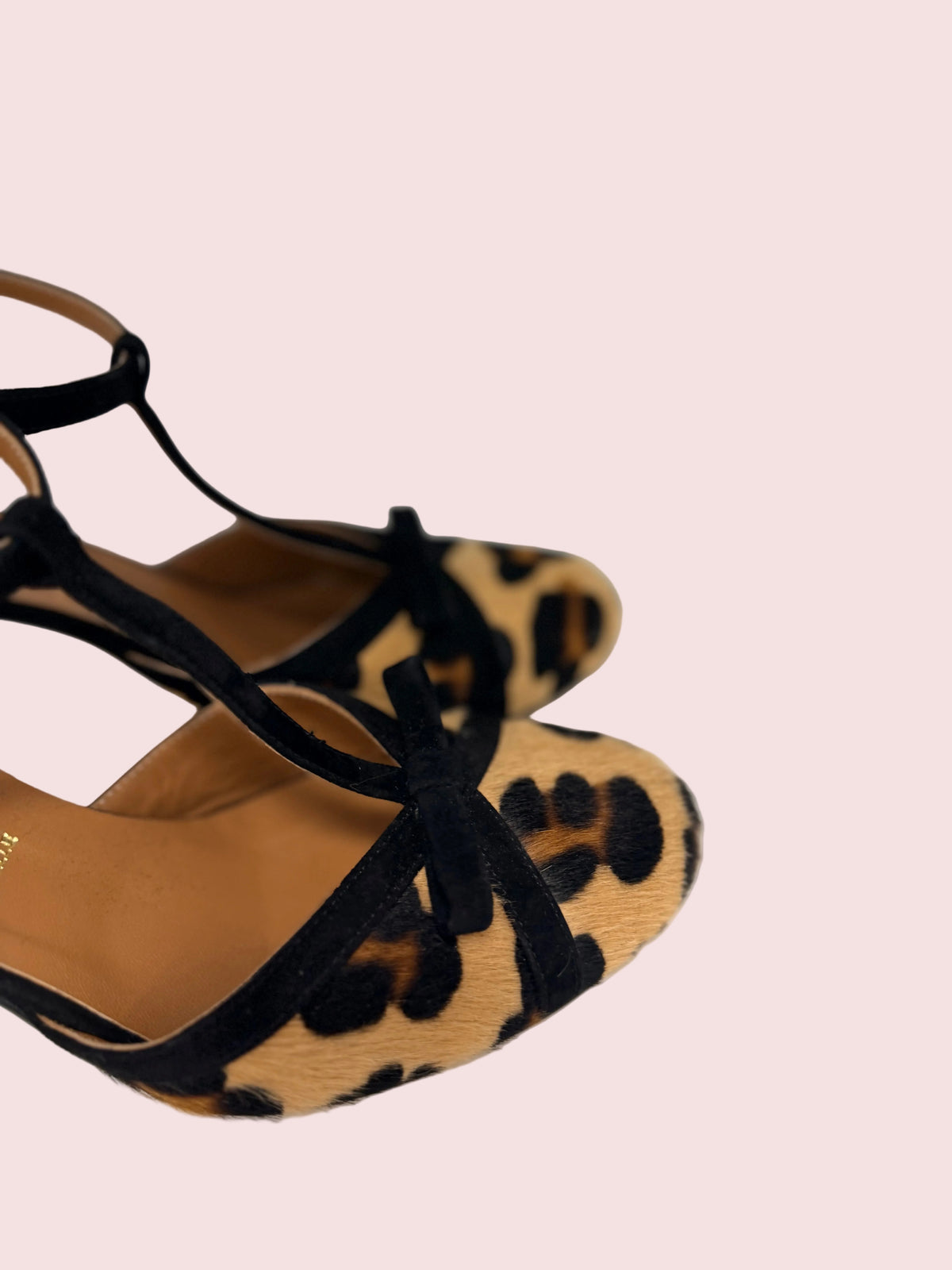 Scarpe T-Bar Stampa Leopardata con Tacco Medio