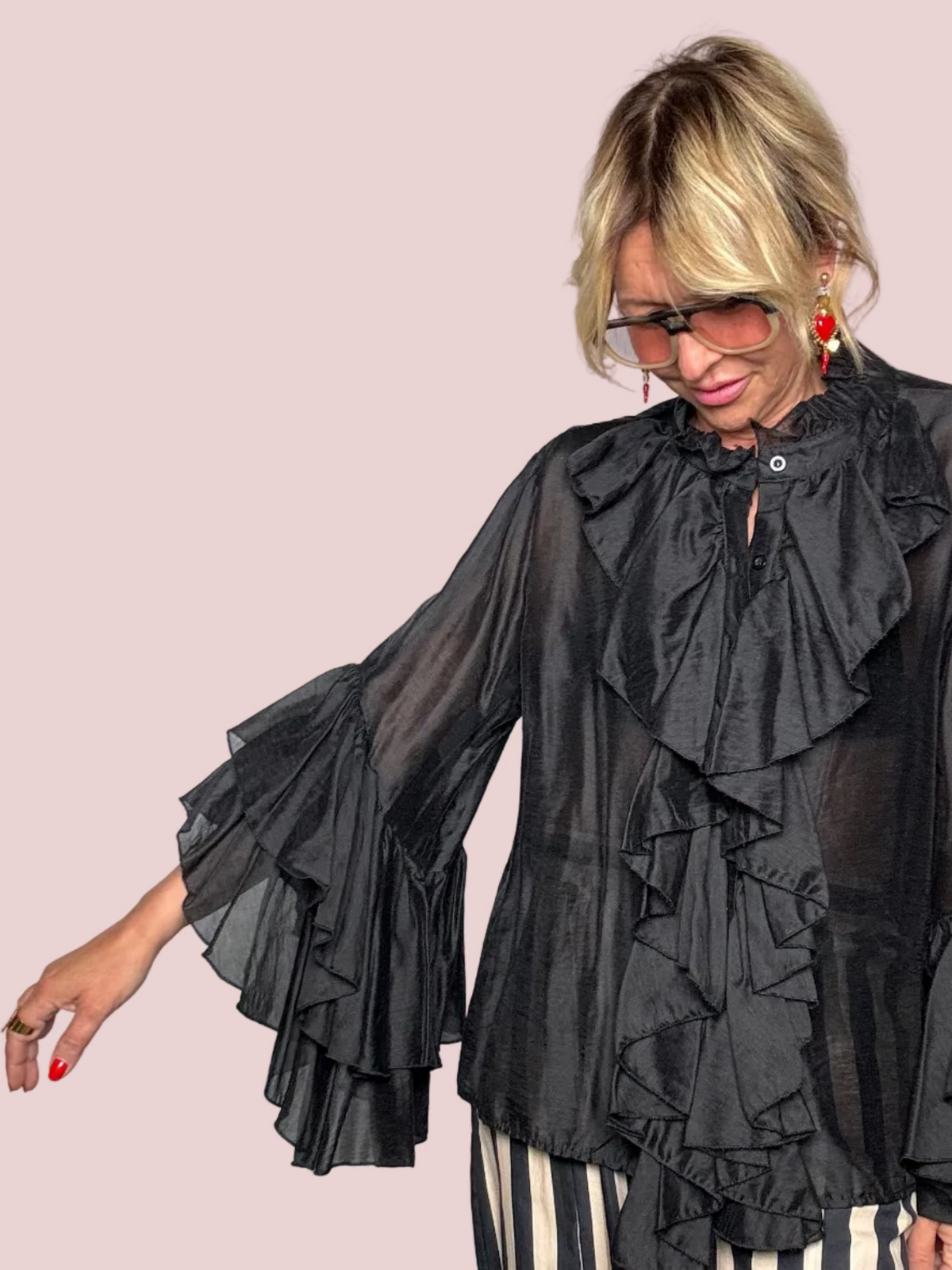 Camicia Tencel e Lino con Volant