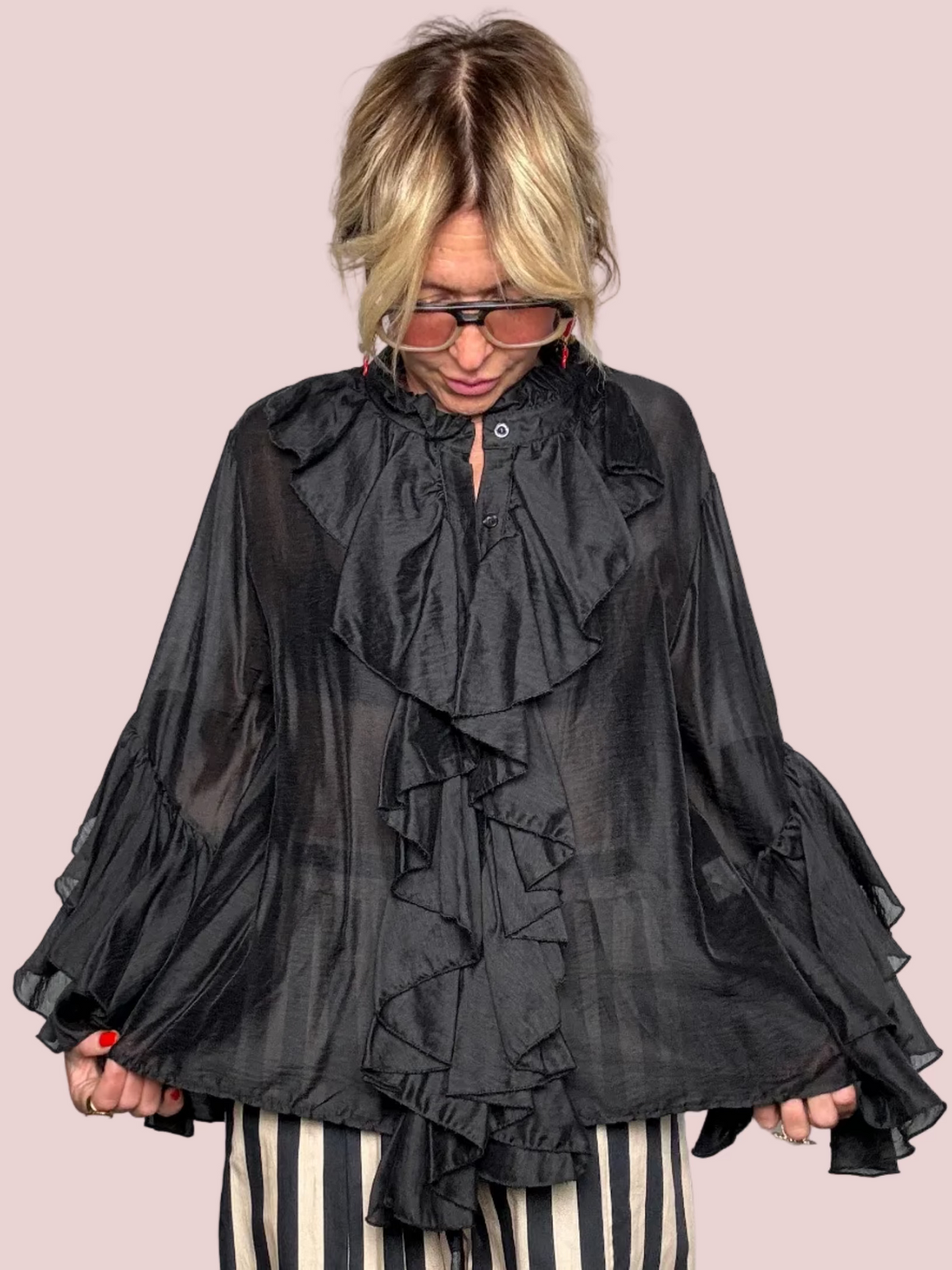 Camicia Tencel e Lino con Volant
