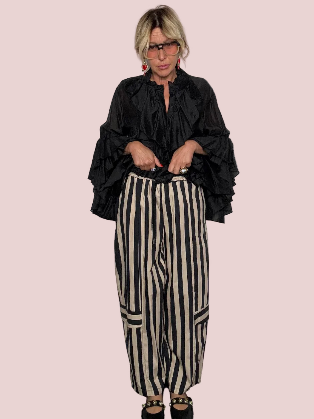 Pantalone Cargo a Righe Bold in Cotone