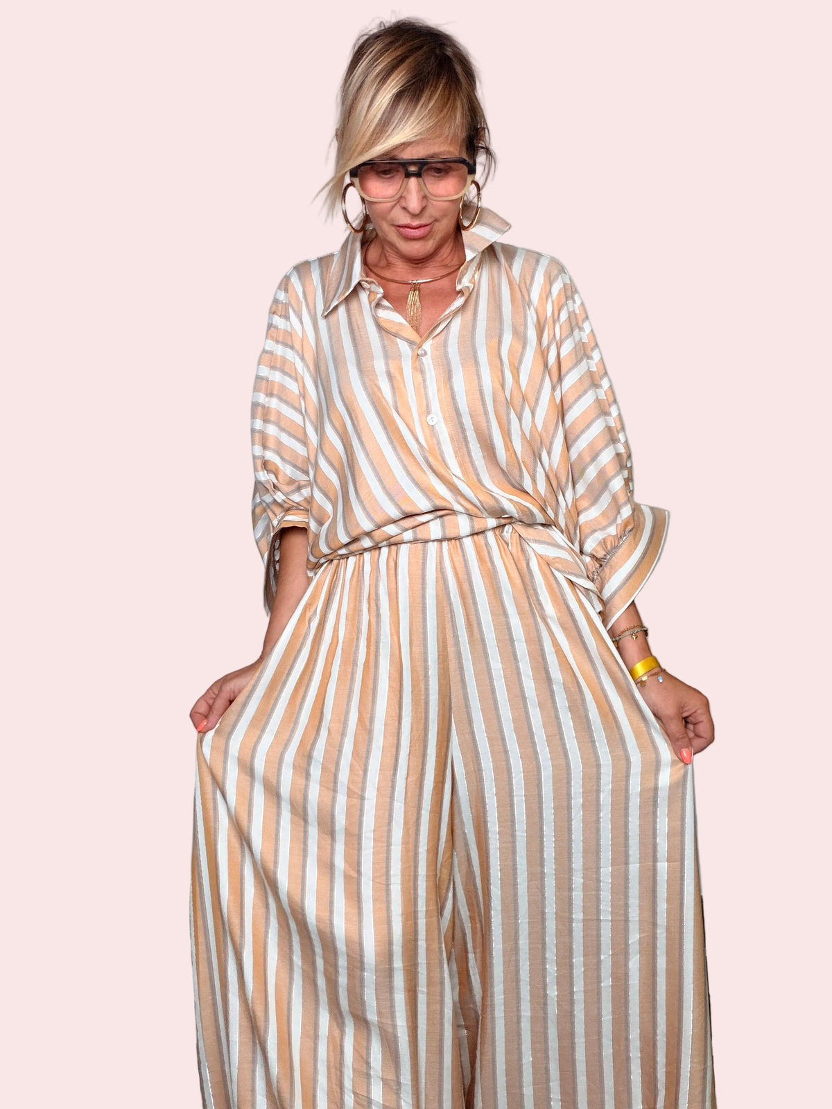 Pantalone Palazzo a Righe — Vita Elastica