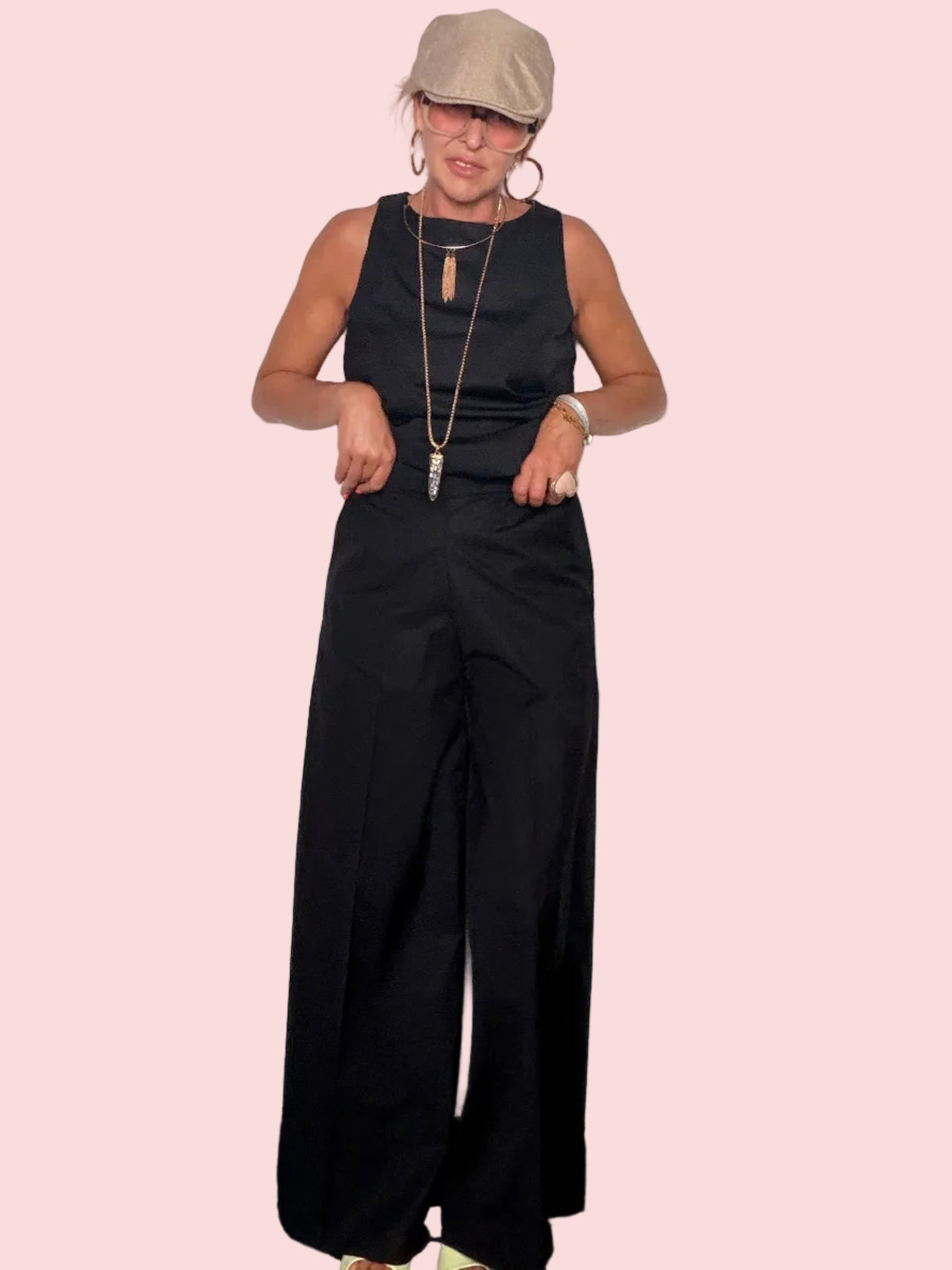 Completo Bengalina Wide Leg con Top Smanicato