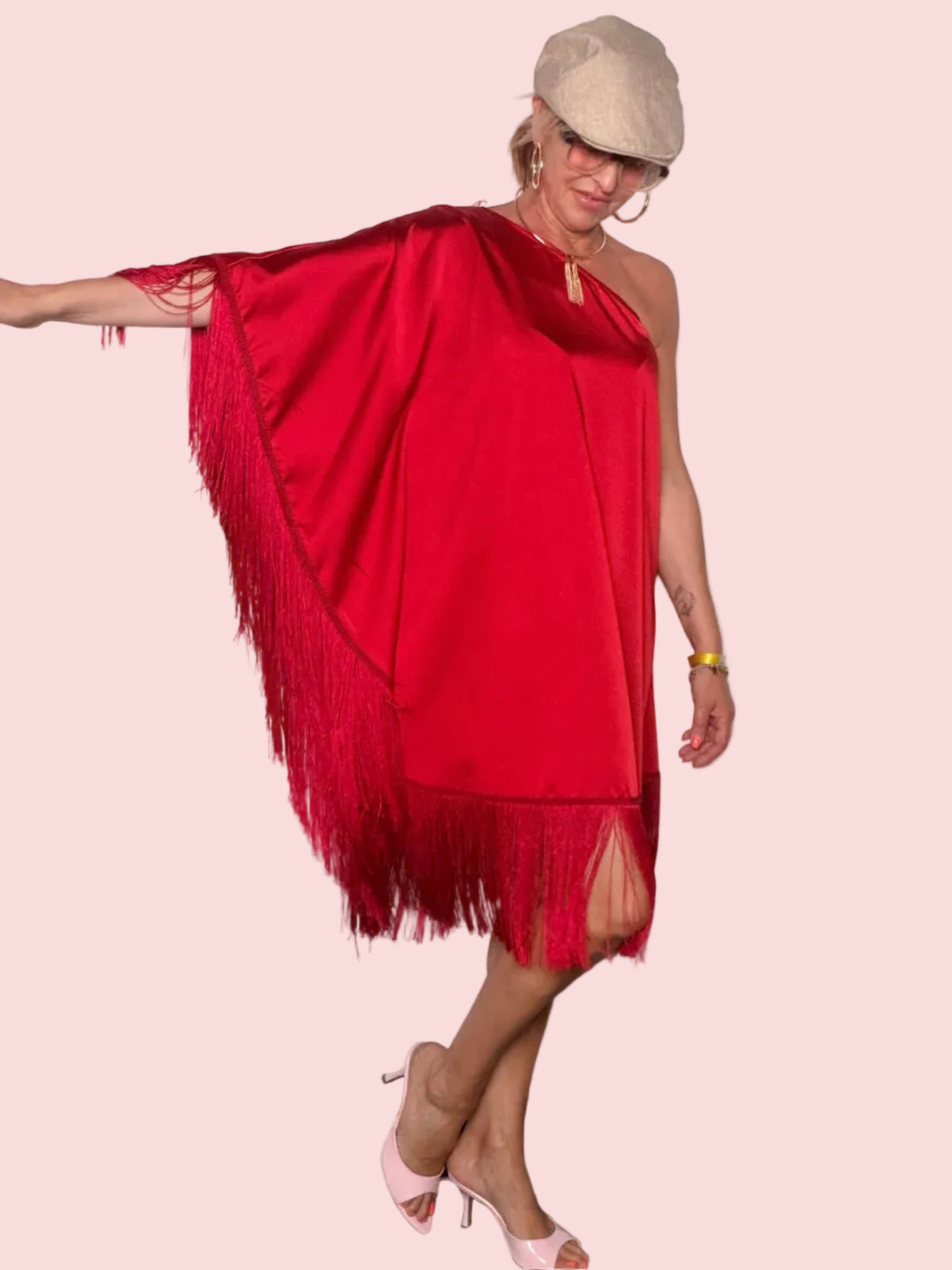 Abito Monospalla in Raso con Frange – Glamour Anni '20