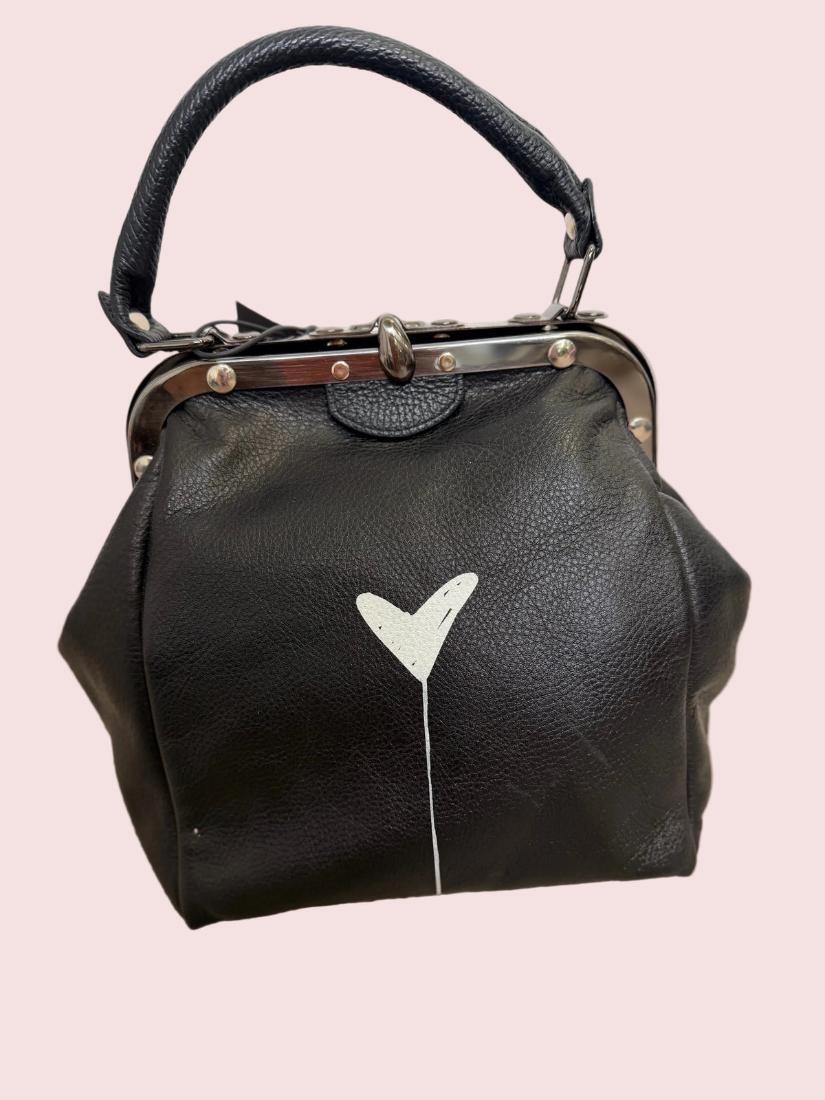 Mini Doctor Bag Cornice Metallica - Bordeaux, Nera Cuore e Fiamme