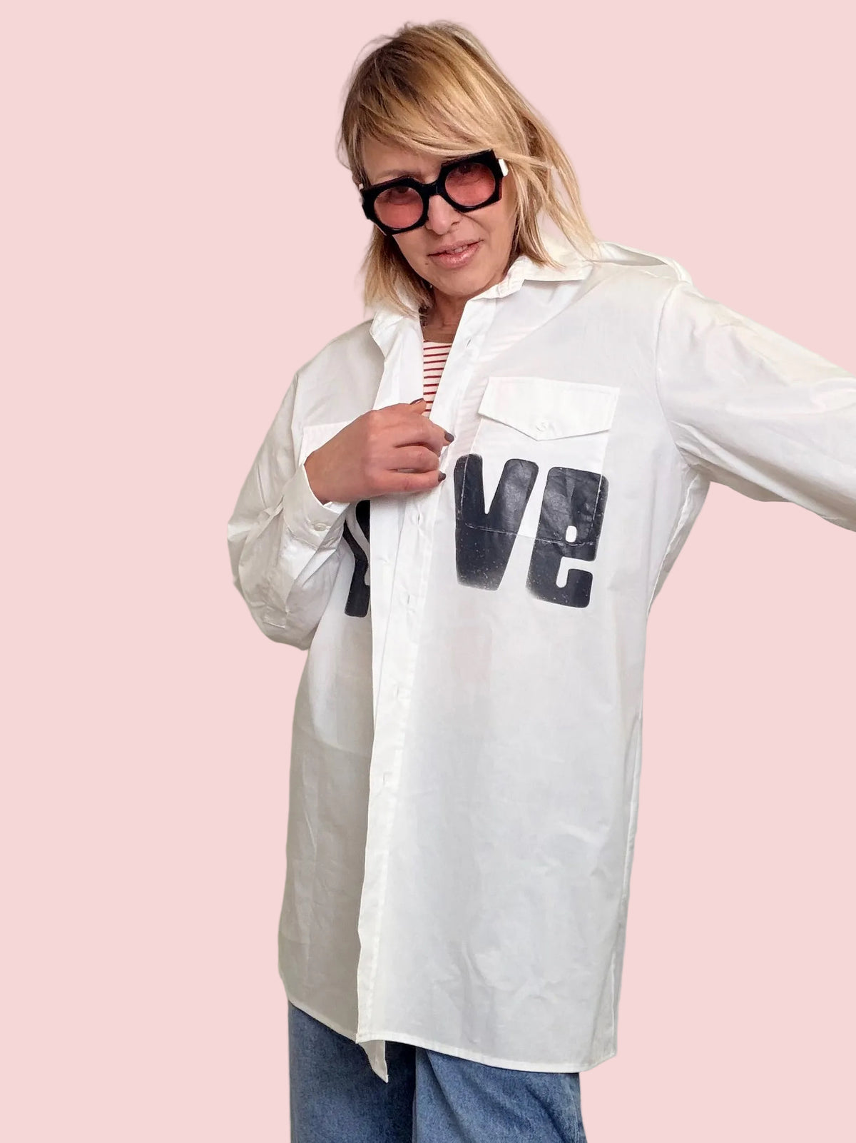 Camicia Oversize Love Bianca