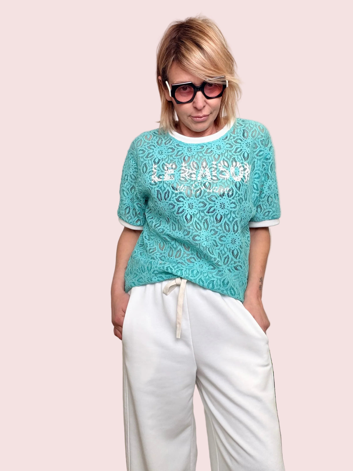 PANTALONE IN FELPA BIANCO