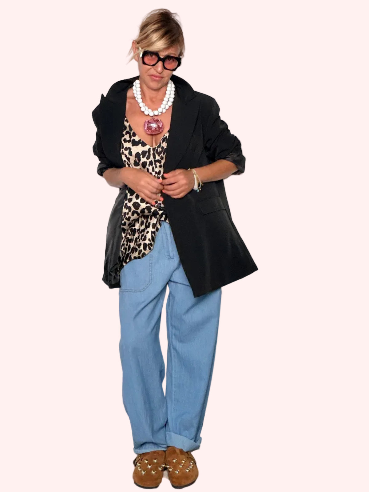 Giacca Nera Oversize con Inserto Pizzo Posteriore