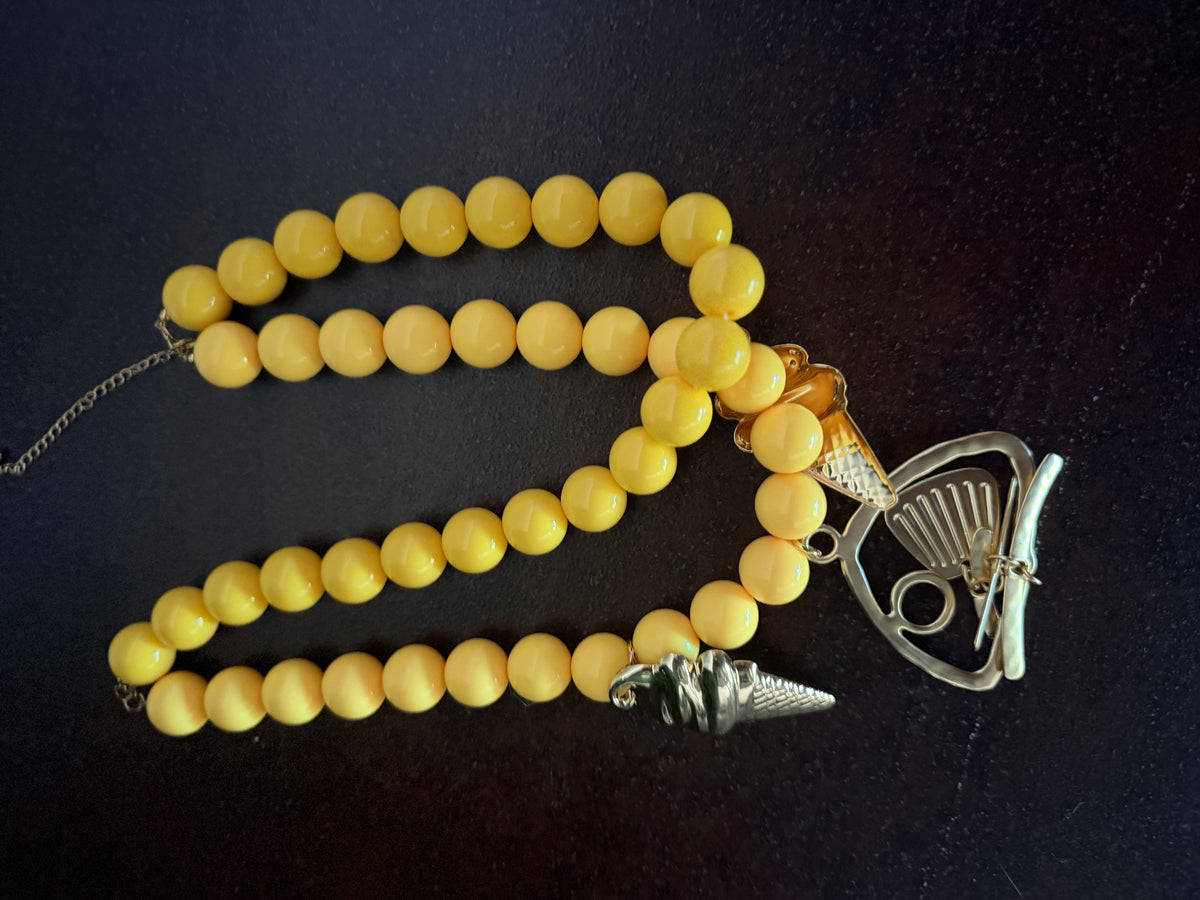 Collana Perle Gialle con Pendenti Mare