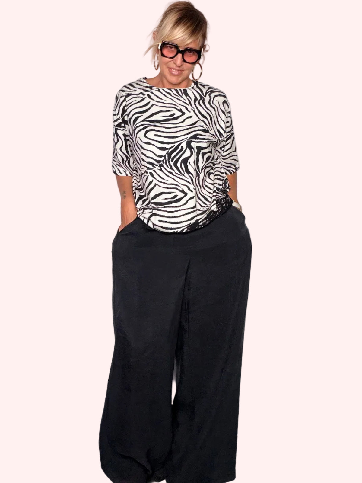 Pantalone Palazzo Nero Tencel