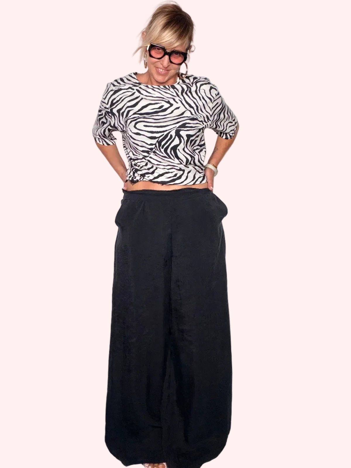 Pantalone Palazzo Nero Tencel