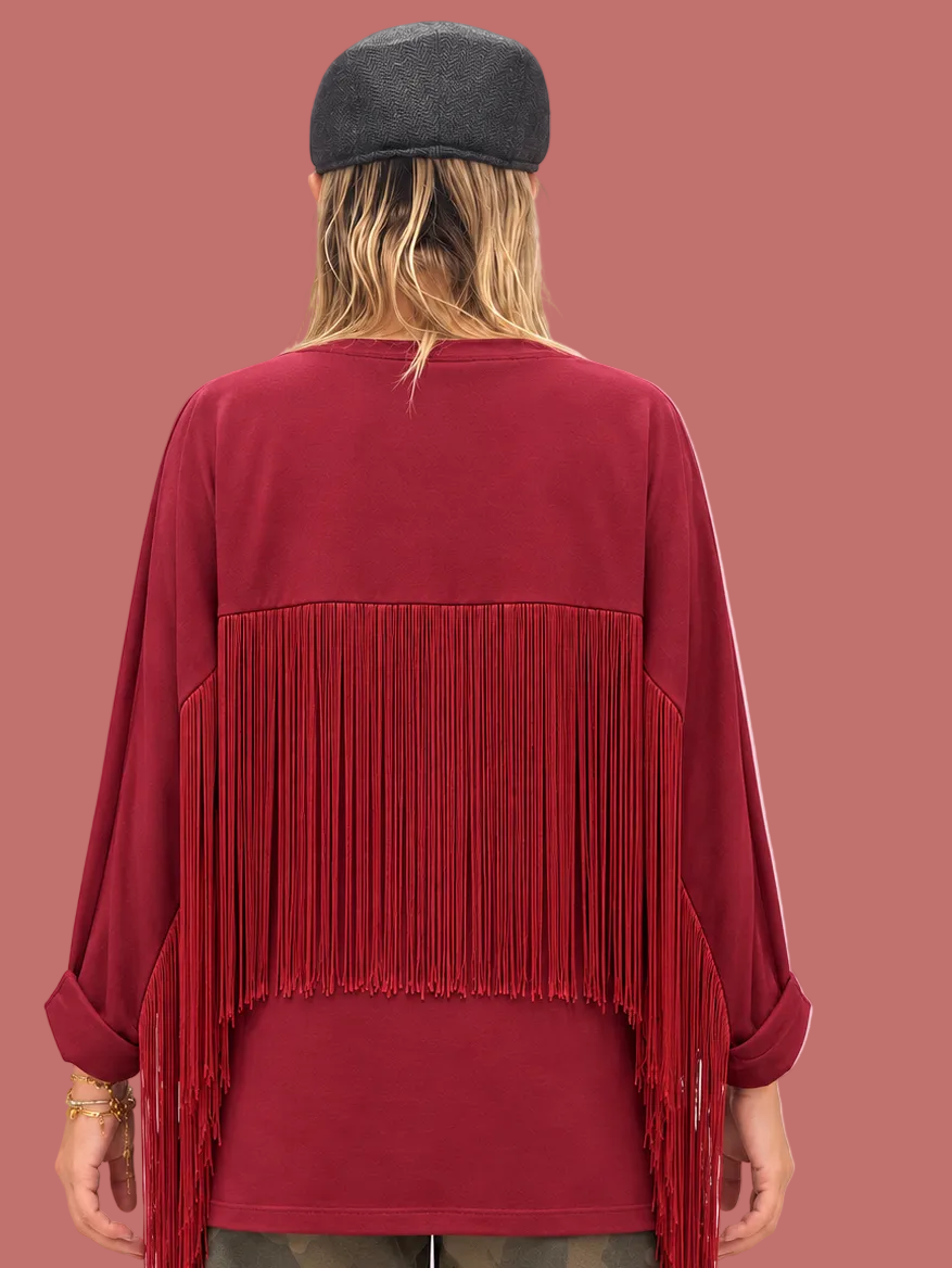 Maglia over con frange sul retro