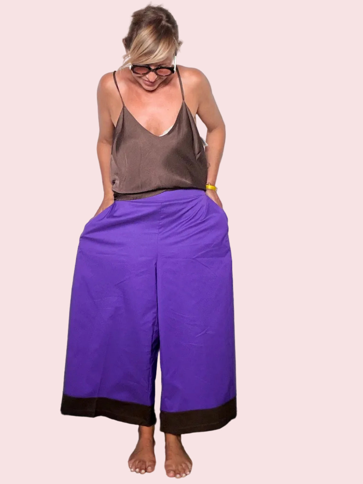 Pantalone Bicolore Viola e Marrone