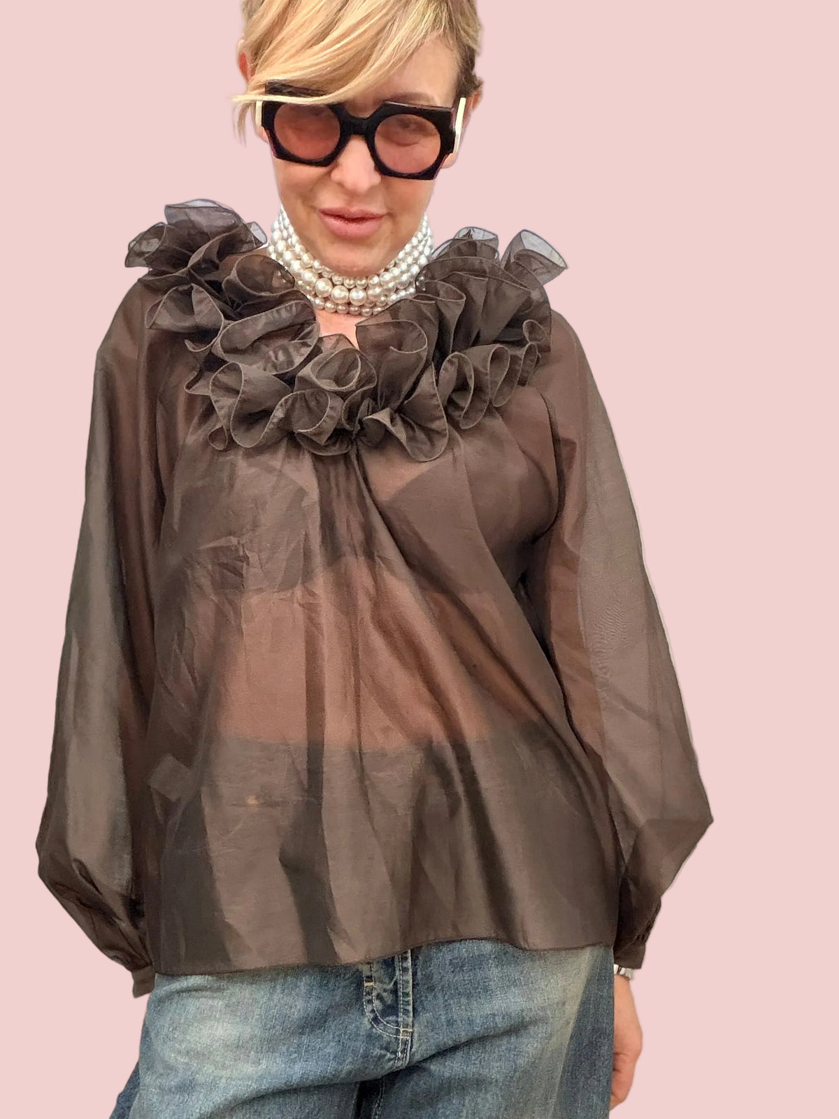 Camicia con Rouche in Organza