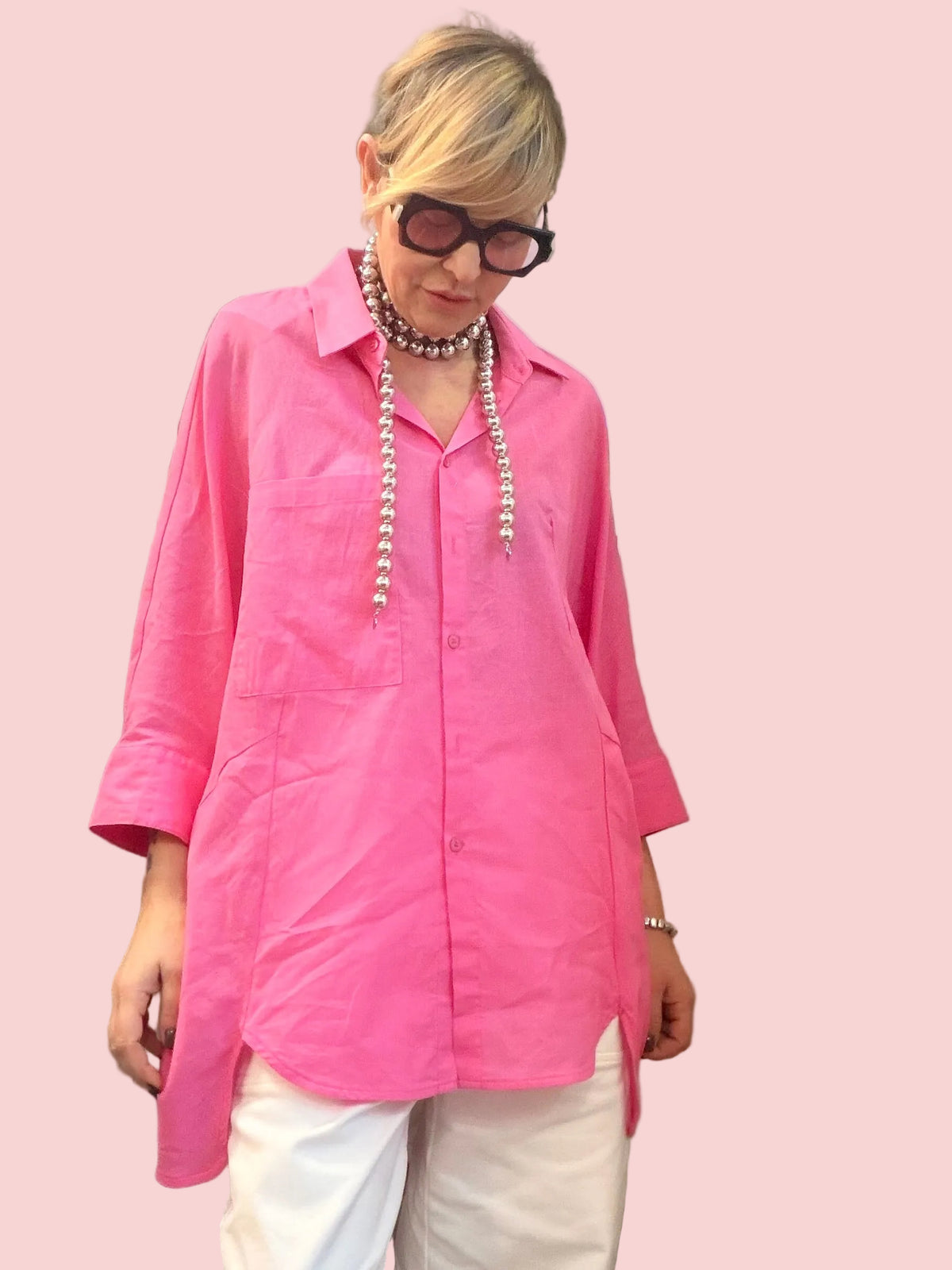 Camicia Oversize Rosa Fucsia