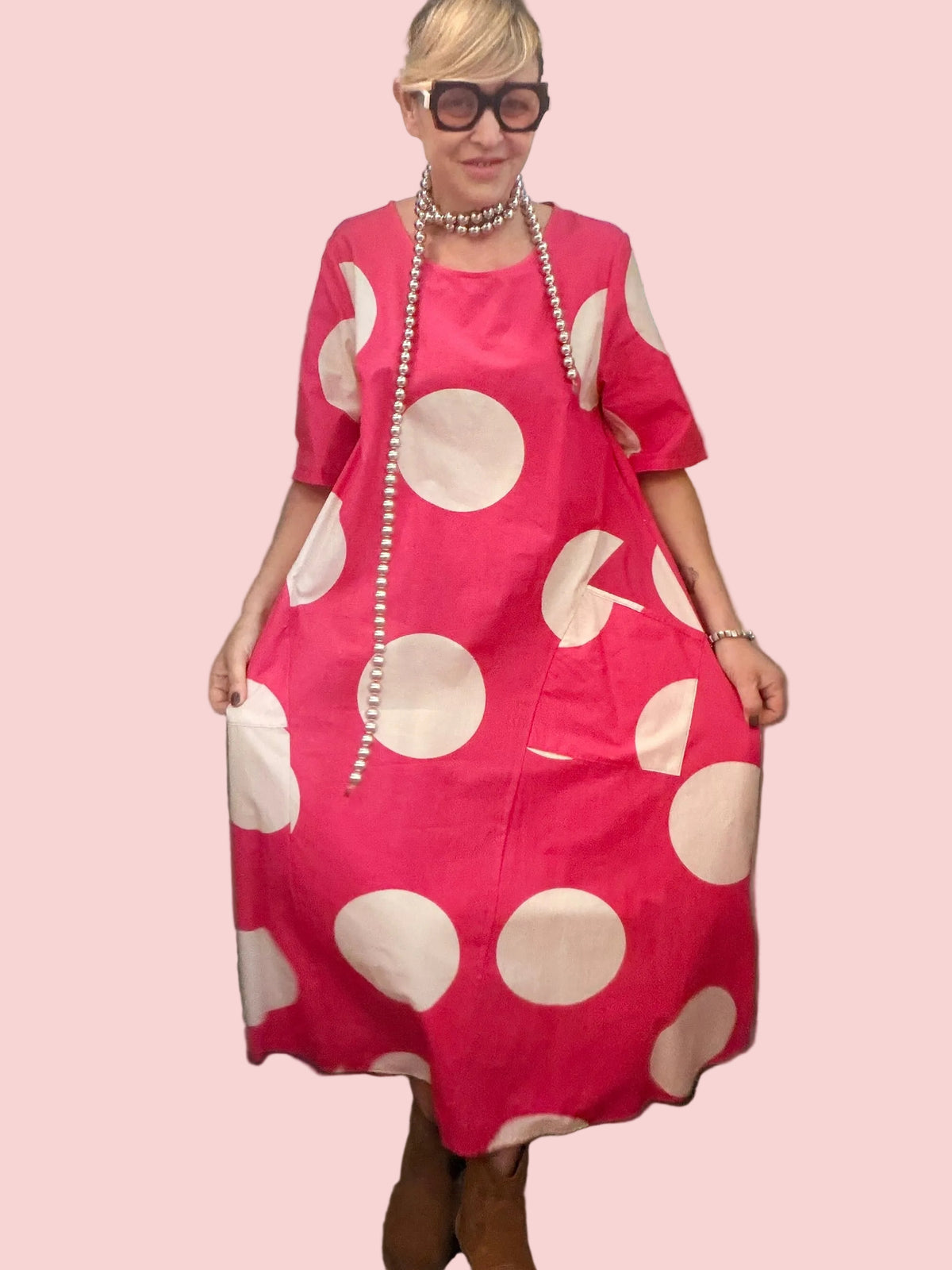 Abito Lungo a Pois Oversize