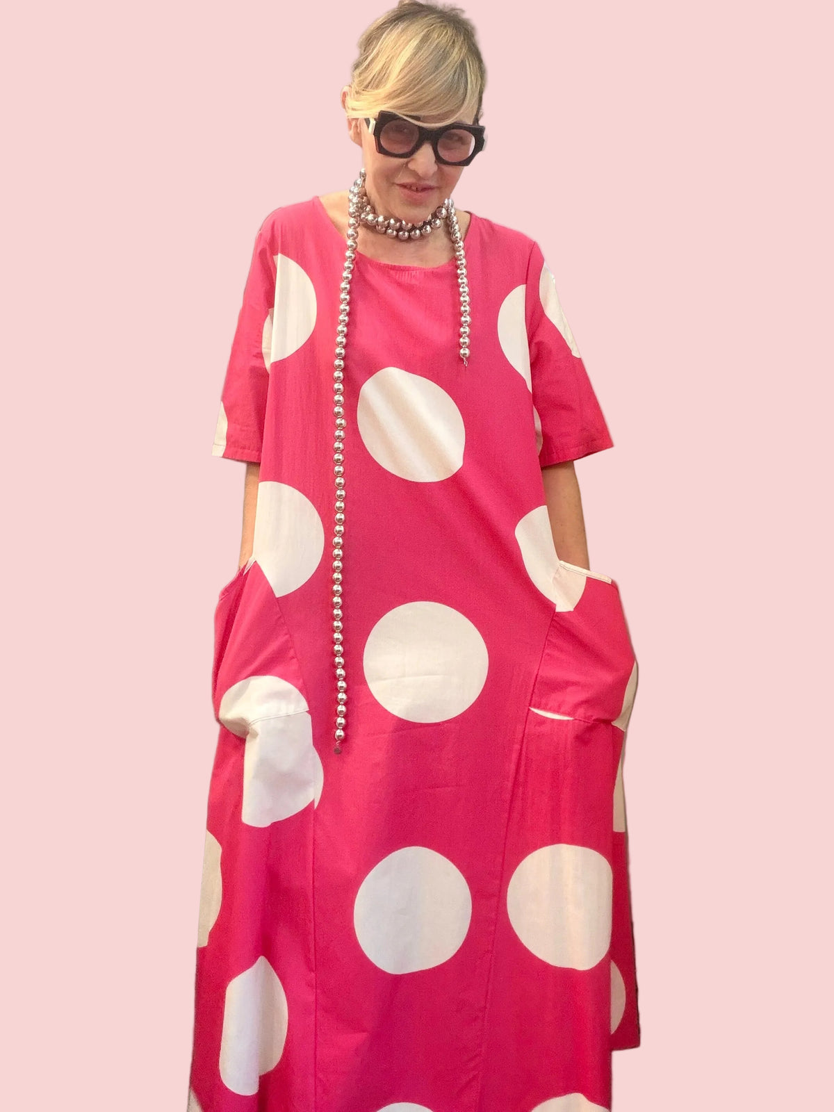 Abito Lungo a Pois Oversize