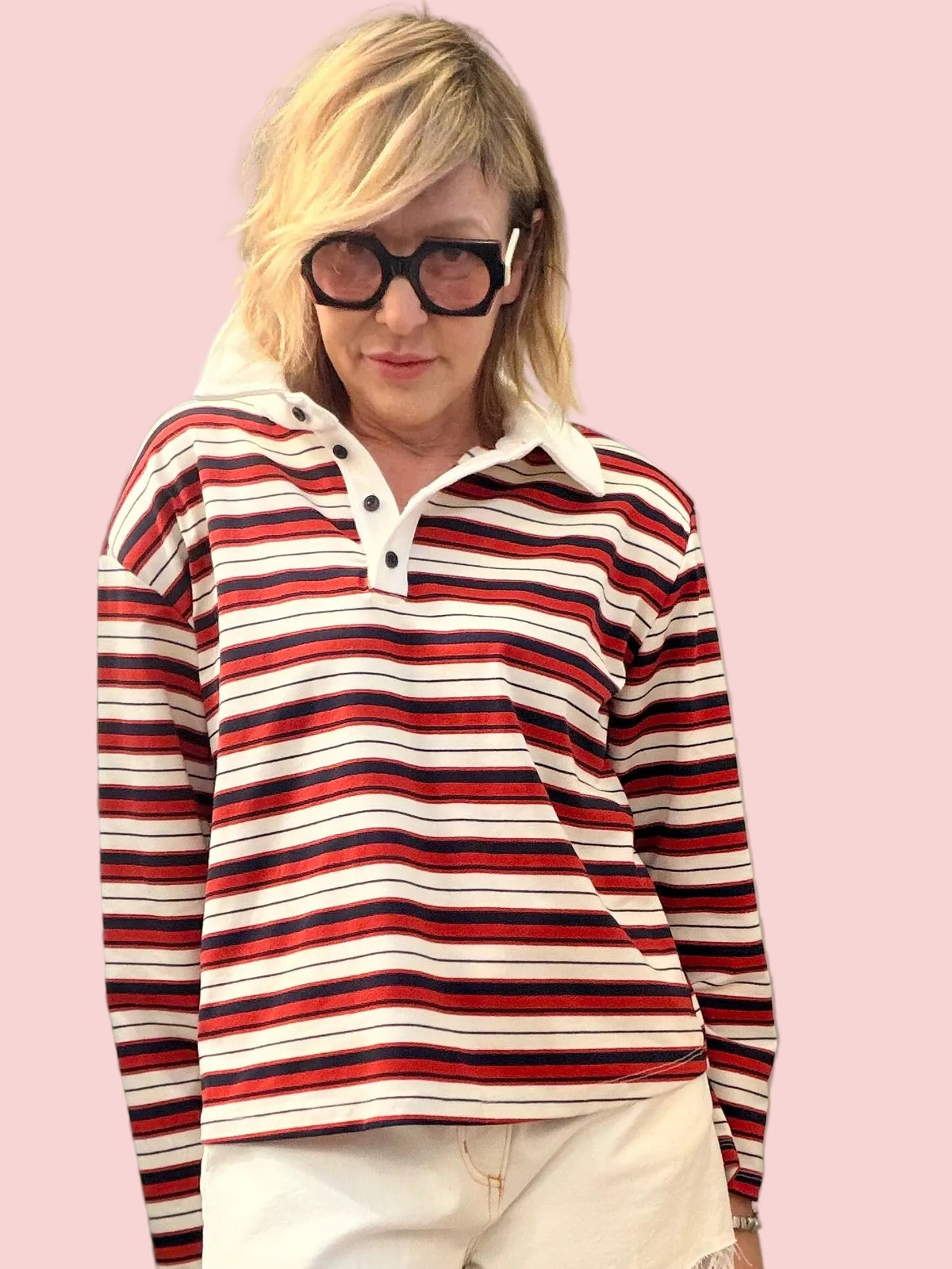 Polo righe rosse blu